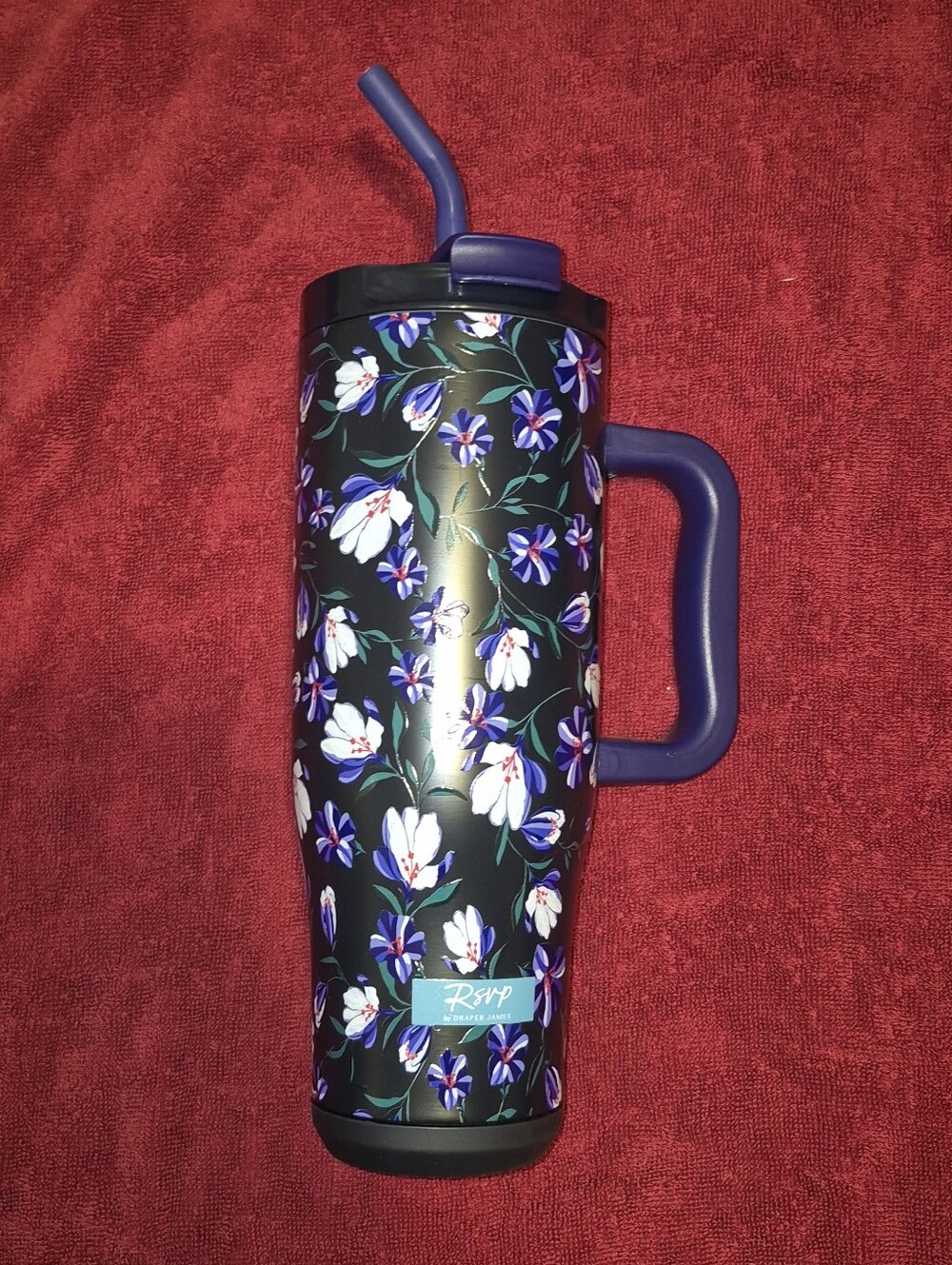 Draper James Floral Travel Tumbler in Black and Purple